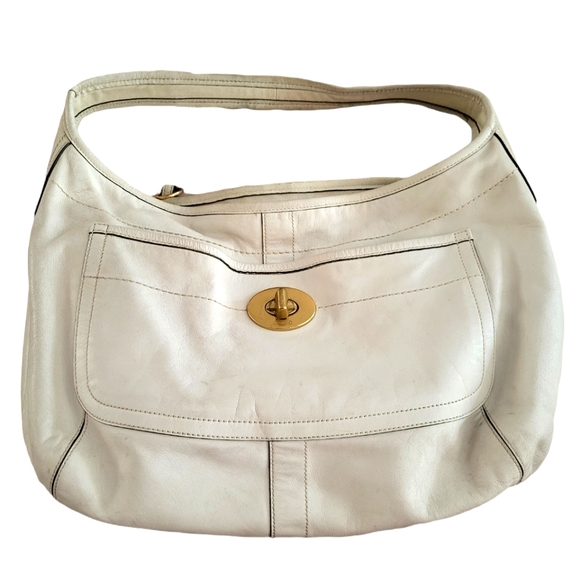 Coach Handbags - Large Coach white leather bag